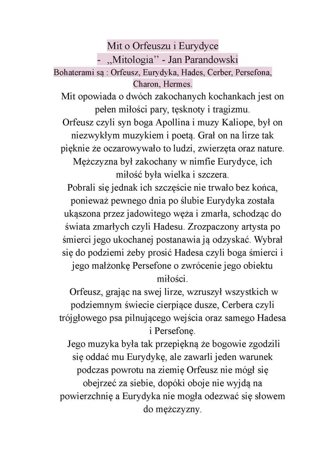 Mit o Orfeuszu i Eurydyce