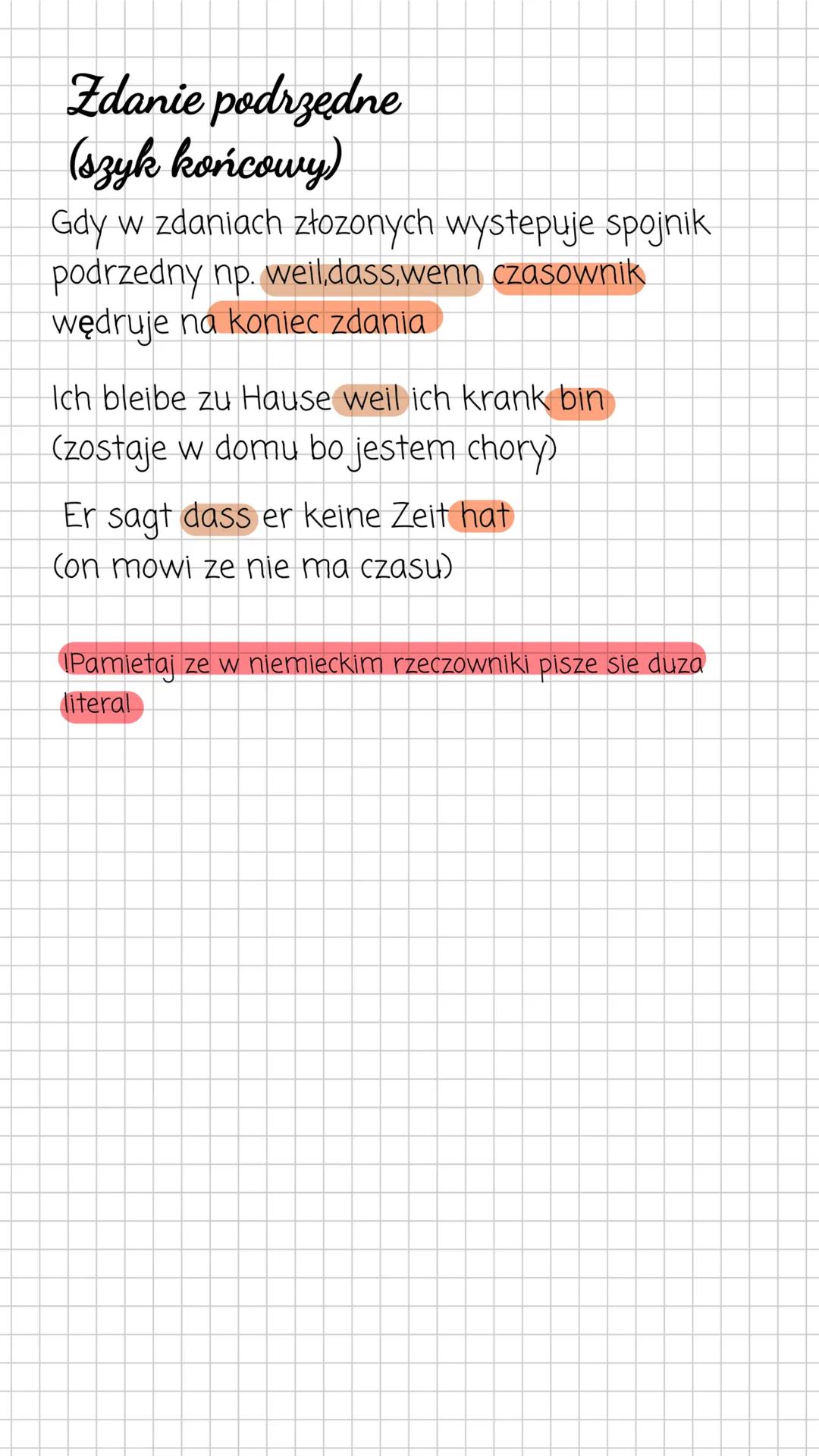 # Szyk w niemieckim
Zdanie oznajmujące
(szyk prosty)
Podmiot->Orzeczenie->Reszta zdania
Ich(ja)gehe(ide)in die Schule(do szkoły)
Er isst