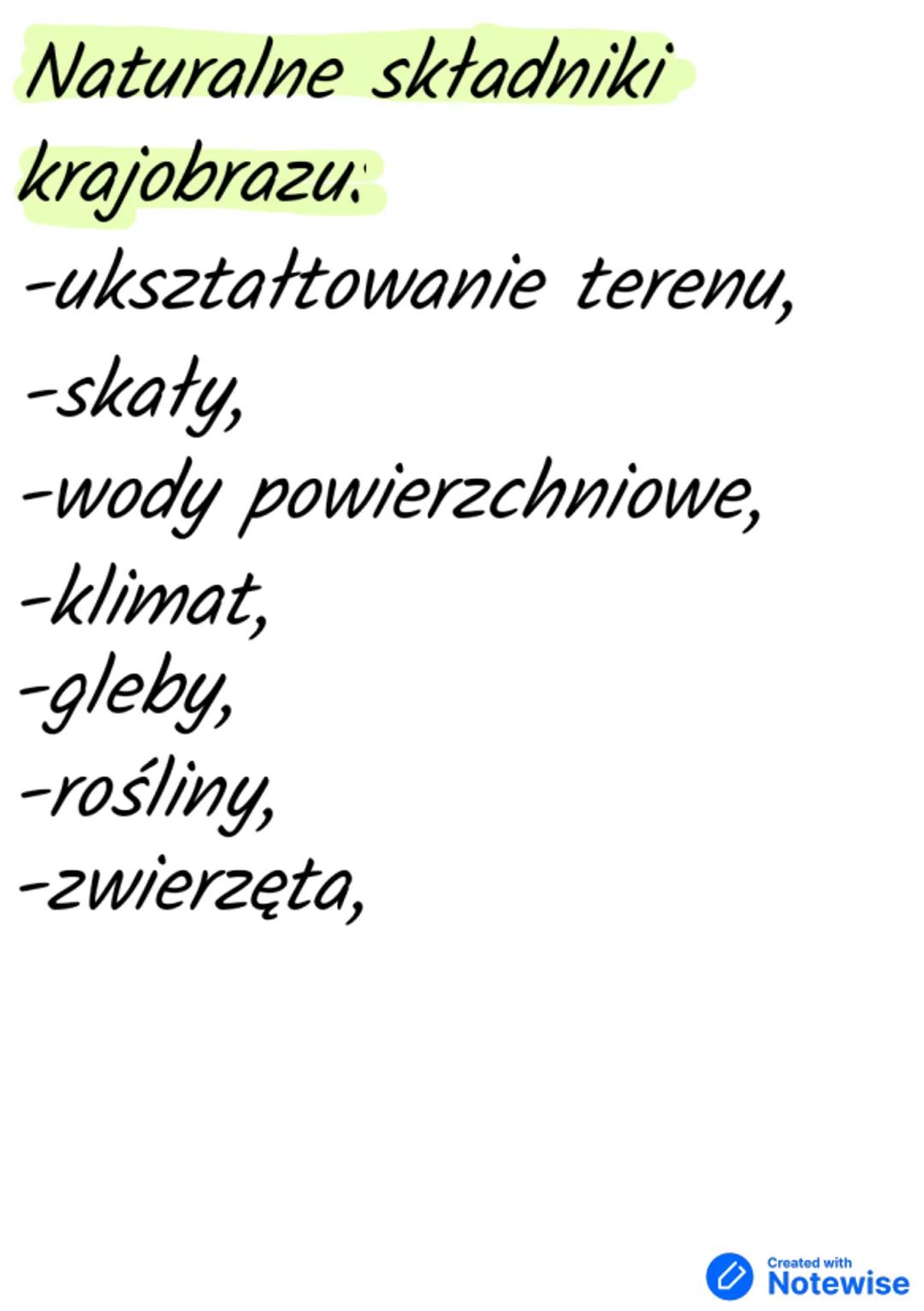 --- OCR Start ---
Geografia
Krajobrazy polski
Krajobraz-wygląd danego
obszaru, na który składają
się określone cechy.
Cechy te dotyczą wszys