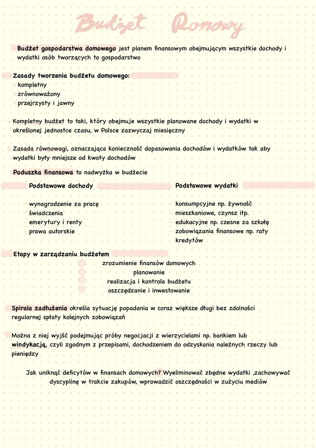 --- OCR Start ---
Budget Ronowy
Budżet gospodarstwa domowego jest planem finansowym obejmującym wszystkie dochody i
wydatki osób tworzących