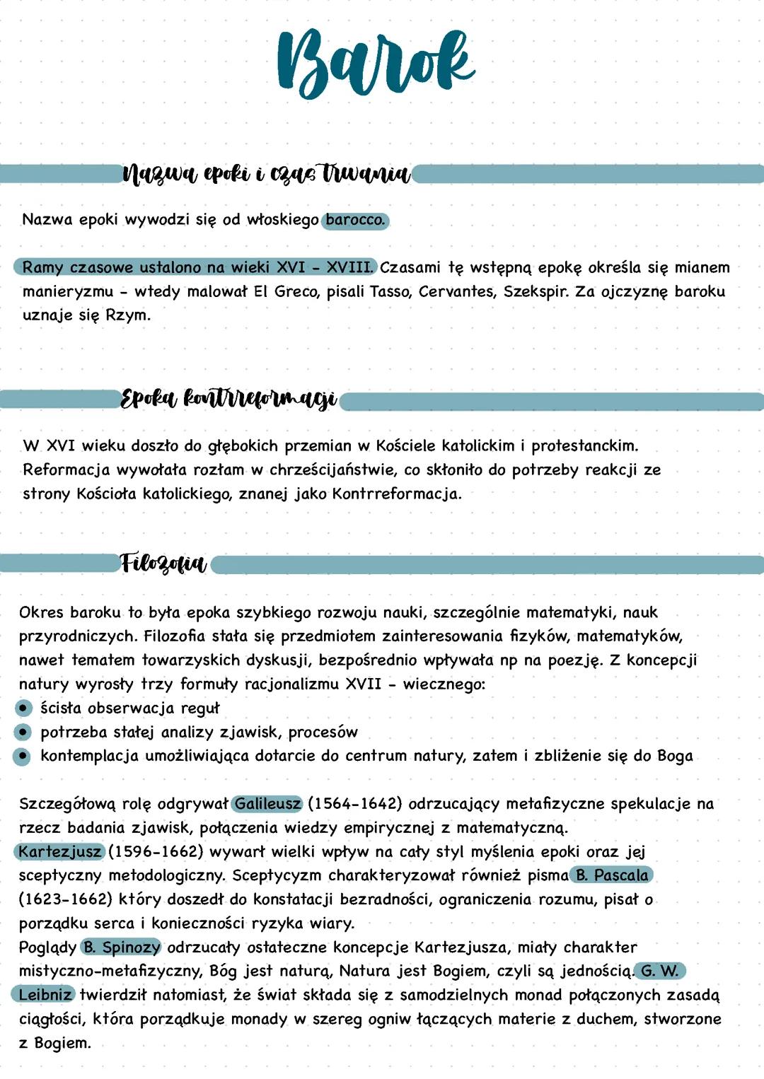 Barok epoka literacka matura 2025