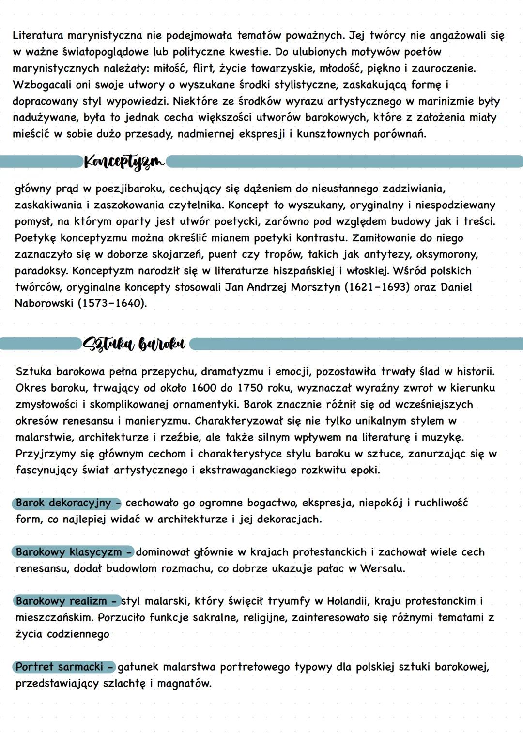 --- OCR Start ---
Barok
Nazwa epoki i czas trwania
Nazwa epoki wywodzi się od włoskiego barocco.
Ramy czasowe ustalono na wieki XVI - XVIII.