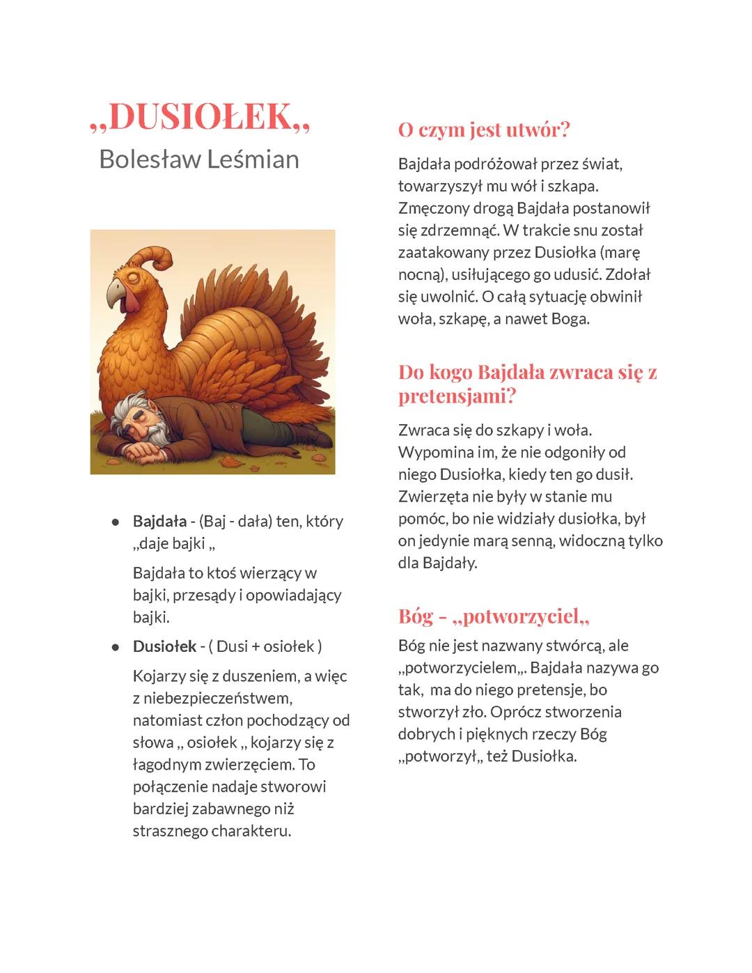 " Dusiołek "- Bolesław Leśmian