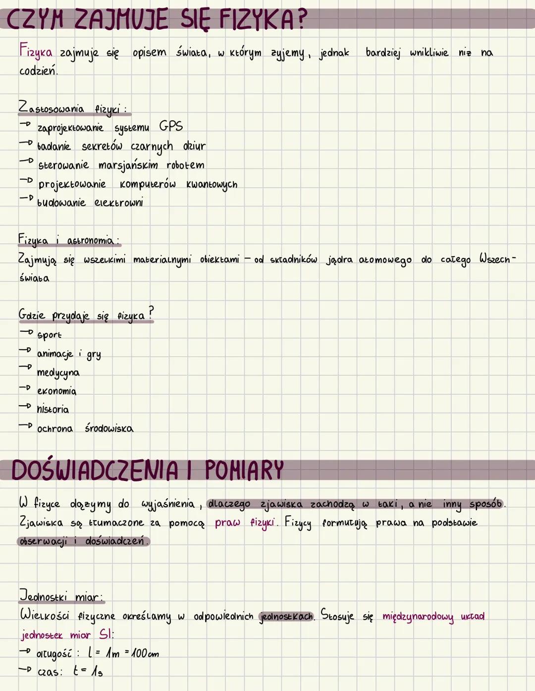 --- OCR Start ---
CZYM ZAJMUJE SIĘ FIZYKA?
Fizyka zajmuje się opisem świata, w którym zyjemy, jednak bardziej wnikliwie nie na
codzień.
Zast