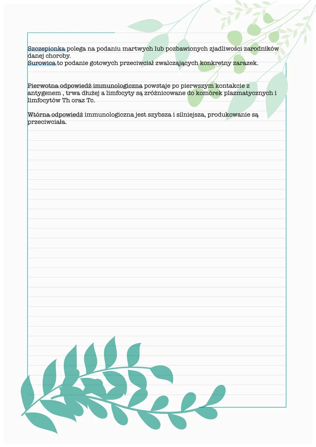 --- OCR Start ---
Rodzaje i mechanizm odporności.
1. Rodzaje odporności.
Nieswoiste (wrodzona)- jest wymieniona przeciwko wszystkim antygeno