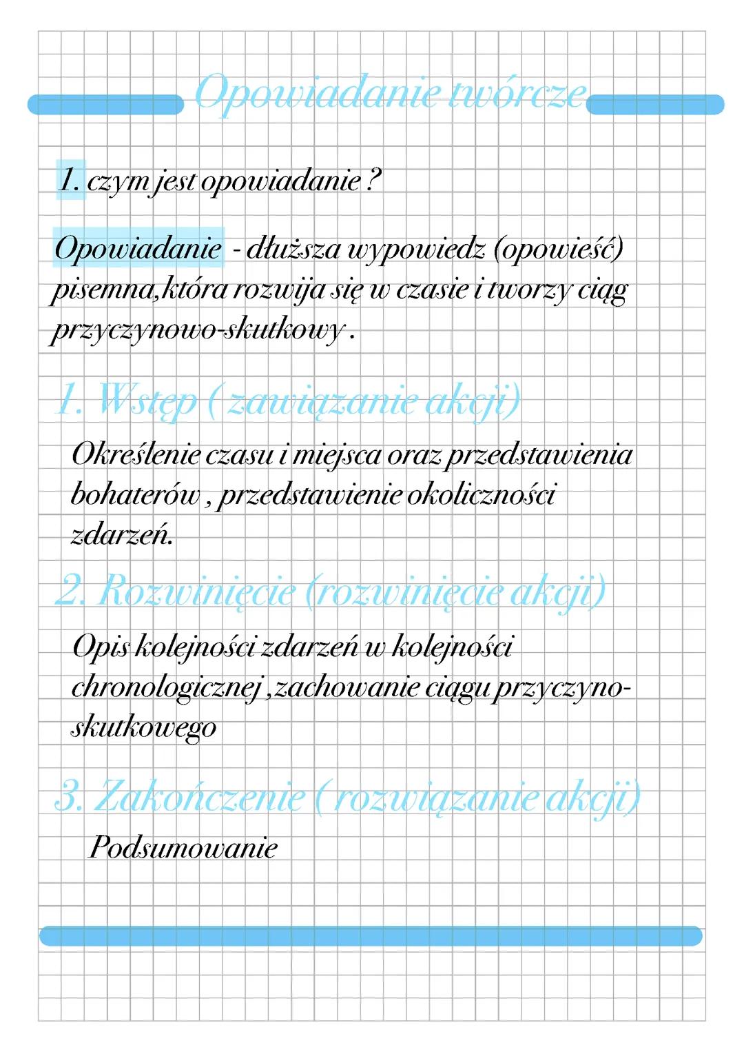 Opowiadanie twórcze powtórka do egzaminu ósmoklasisty