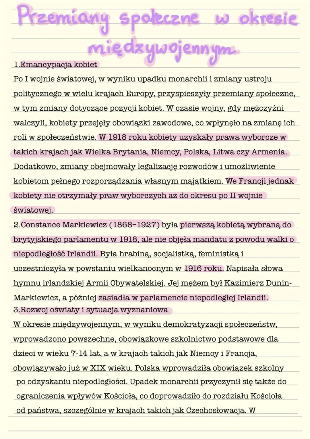 Przemiany społeczne w okresie międzywojennym