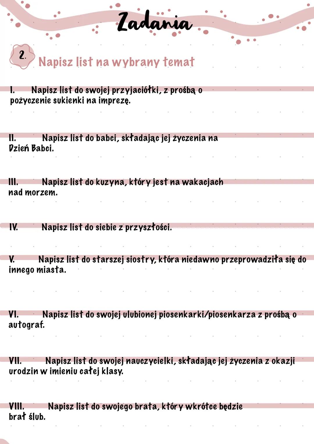 # Wypowiedzi pisemne
# LIST
1. **Definicja**
List jest wypowiedzią
pisemną, w której
autor (nadawca)
zwraca się do
osoby lub instytucji
(o