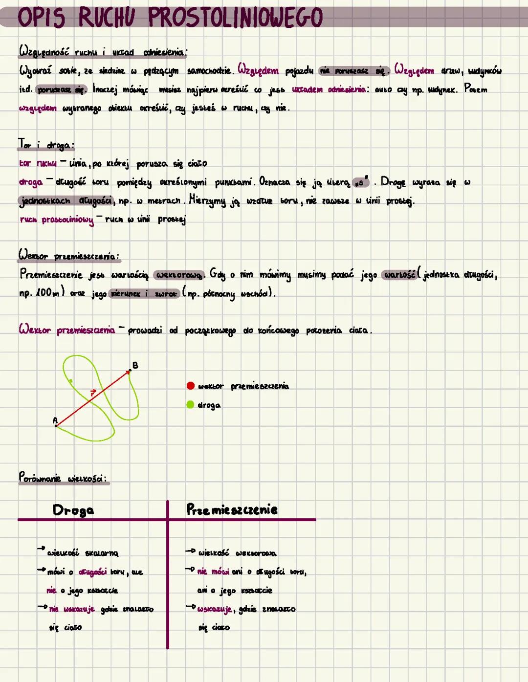 Opis ruchu prostoliniowego