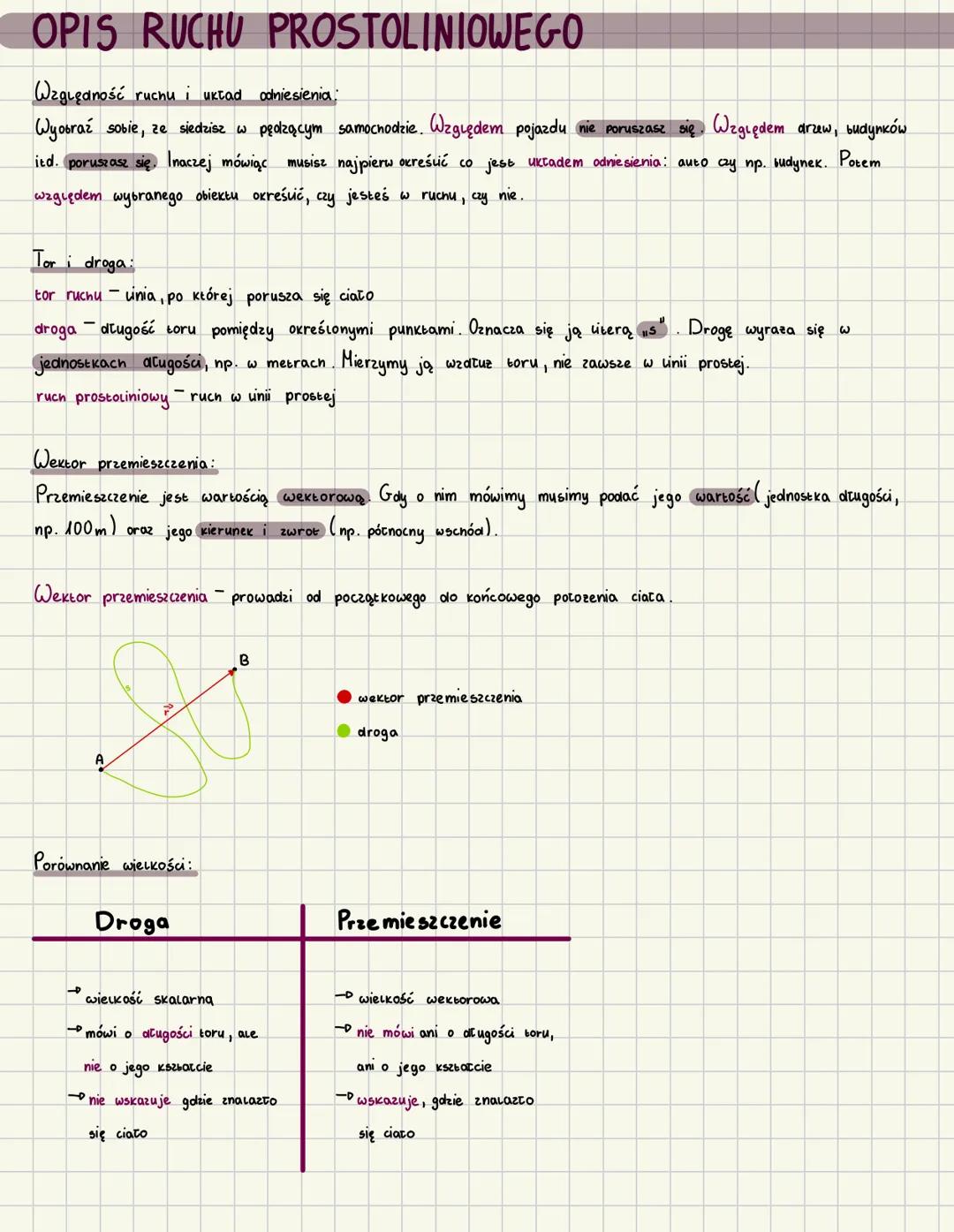--- OCR Start ---
OPIS RUCHU PROSTOLINIOWEGO
Azgıędność rucnu i układ odniesienia:
Wyobraź sobie, ze siedzisz w pędzącym samochodzie. Azgıęd