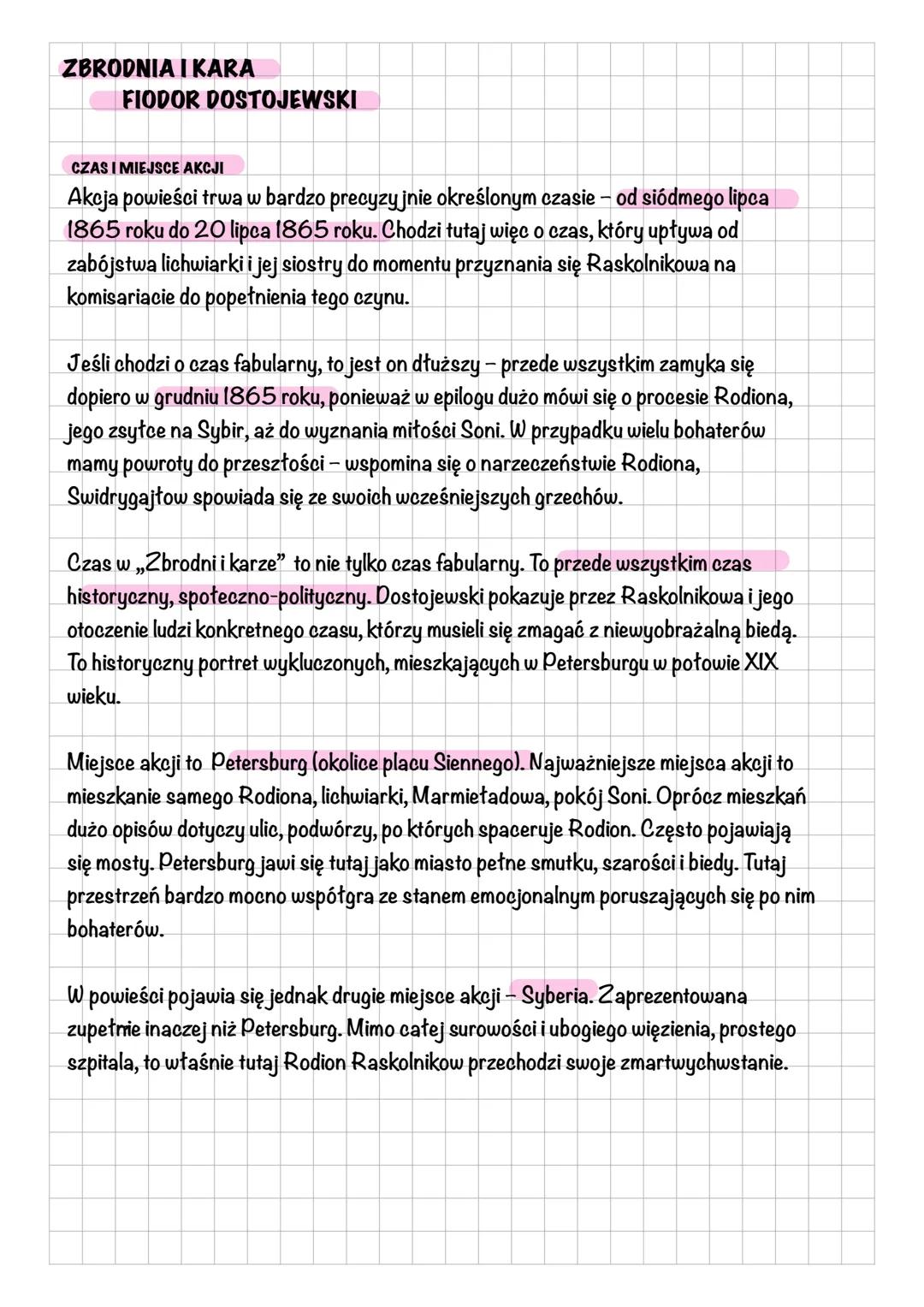 # ZBRODNIA I KARA
FIODOR DOSTOJEWSKI
CZAS I MIEJSCE AKCJI
Akcja powieści trwa w bardzo precyzyjnie określonym czasie - od siódmego lipca