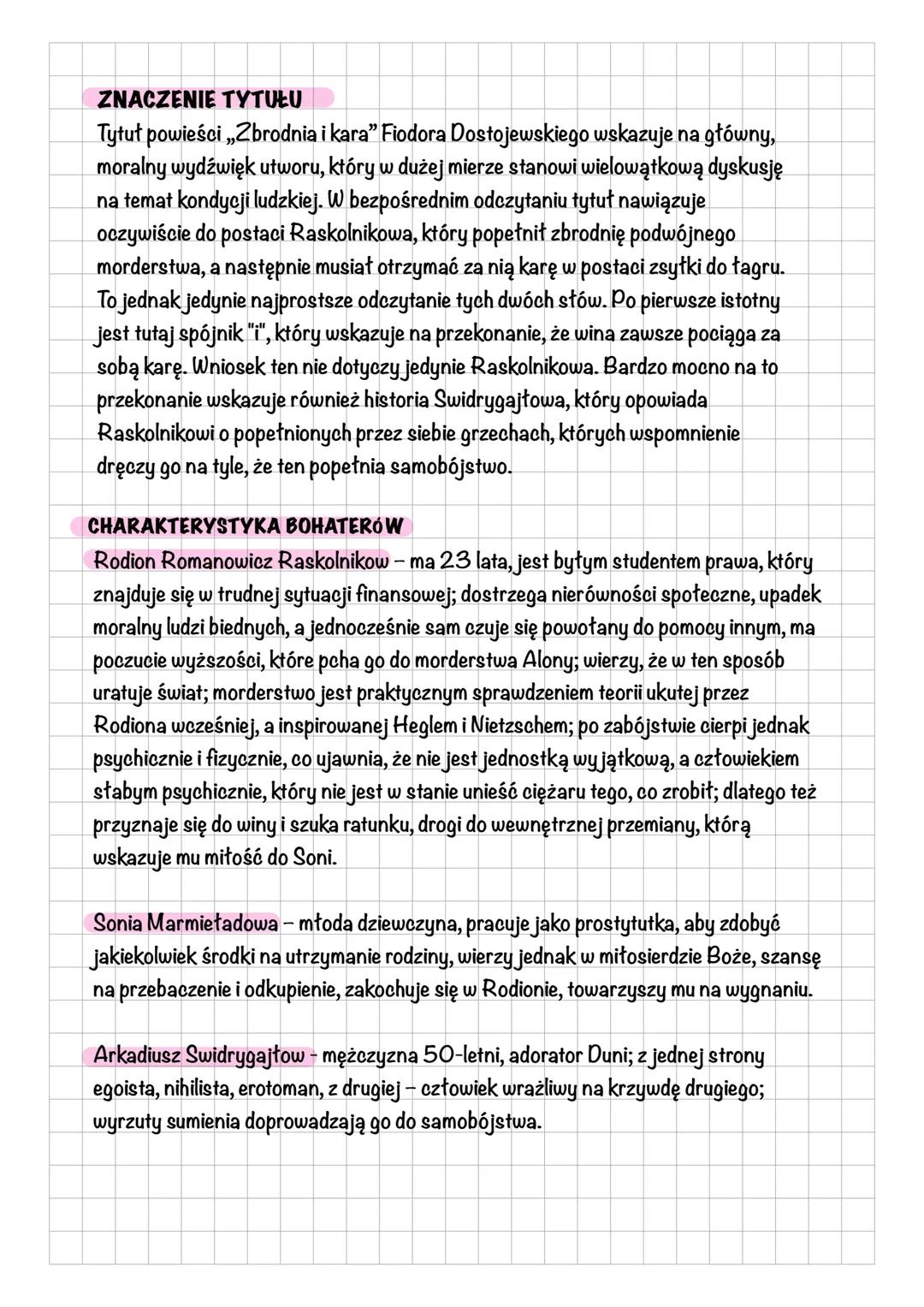 # ZBRODNIA I KARA
FIODOR DOSTOJEWSKI
CZAS I MIEJSCE AKCJI
Akcja powieści trwa w bardzo precyzyjnie określonym czasie - od siódmego lipca