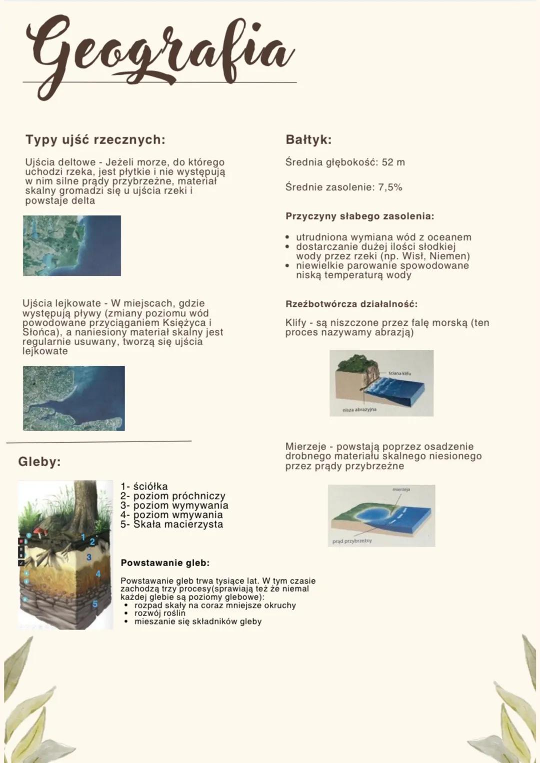 # Geografia
Czynniki krztałtujące klimat:
-ilość energii słonecznej
-położenie nad morzem
bałtyckim
-ciepłe prądy morskie
-ukształtowanie p
