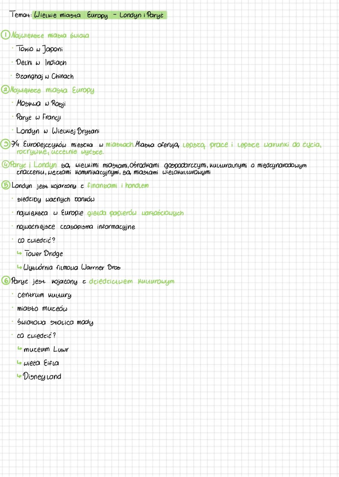 # Temat: Wielkie miasta Europy - Londyn i Paryż
1 **Największe miasta świata**
- Tokio w Japonii
- Delhi w Indiach
- Szanghaj w Chinach
2