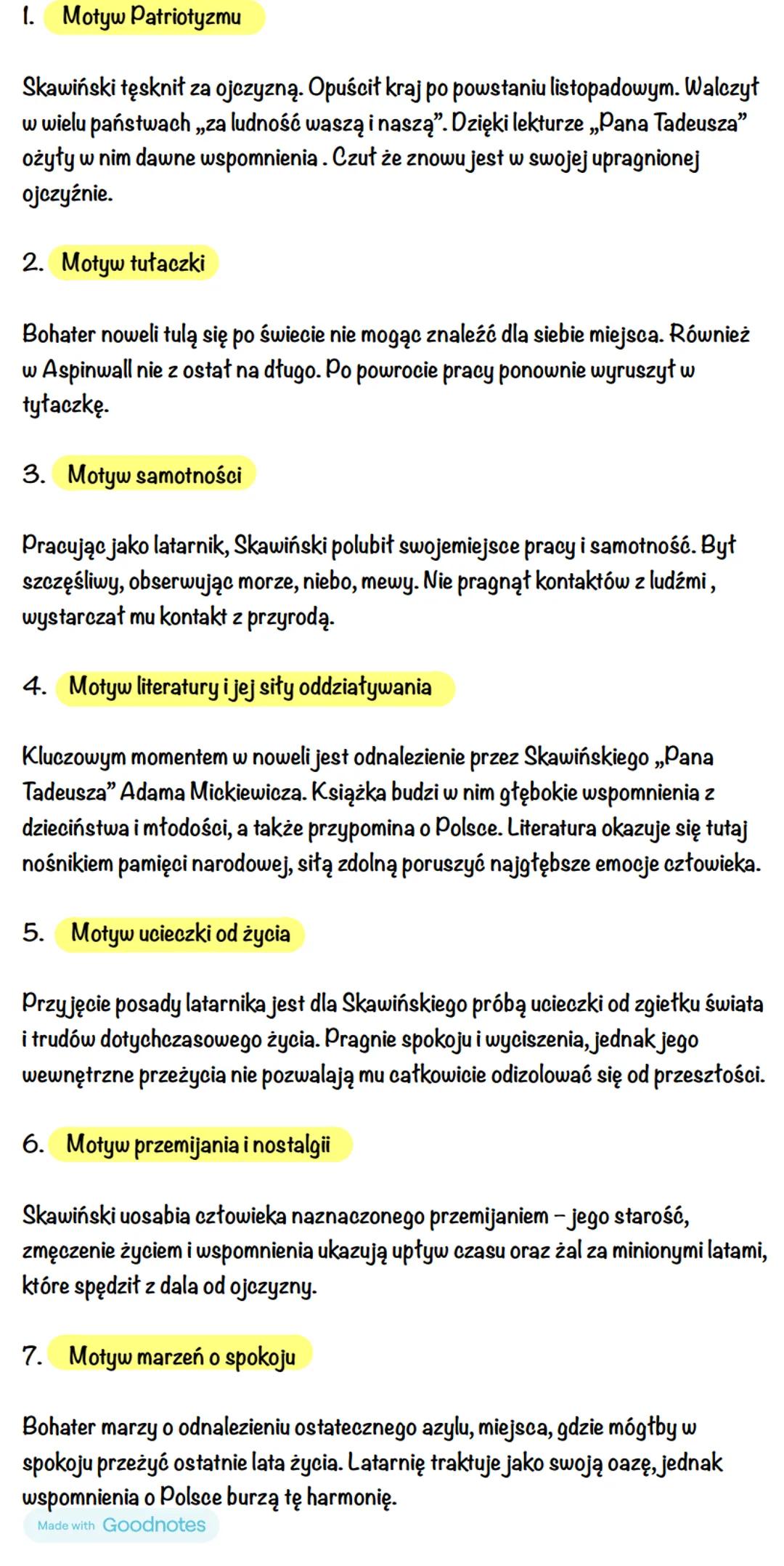 Made with Goodnotes # Latarnik
Henryk Sienkiewicz
Rodzaj literacki - epika
Gatunek - nowela
Czas druga połowa XIX w., akcja trwa kilka mie