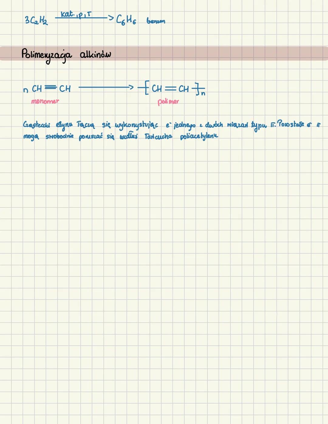 # Alkiny
* Węglowodory, których cząsteczki zawierają
* οριda wiązań pojedyncuych - jedno wiazanie
potrójne między atomami w