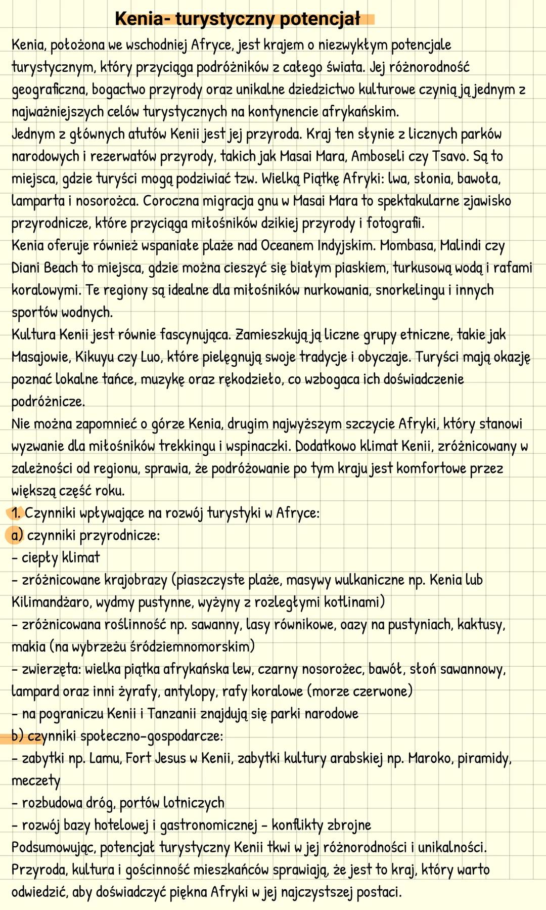 --- OCR Start ---
Kenia- turystyczny potencjał
Kenia, położona we wschodniej Afryce, jest krajem o niezwykłym potencjale
turystycznym, który