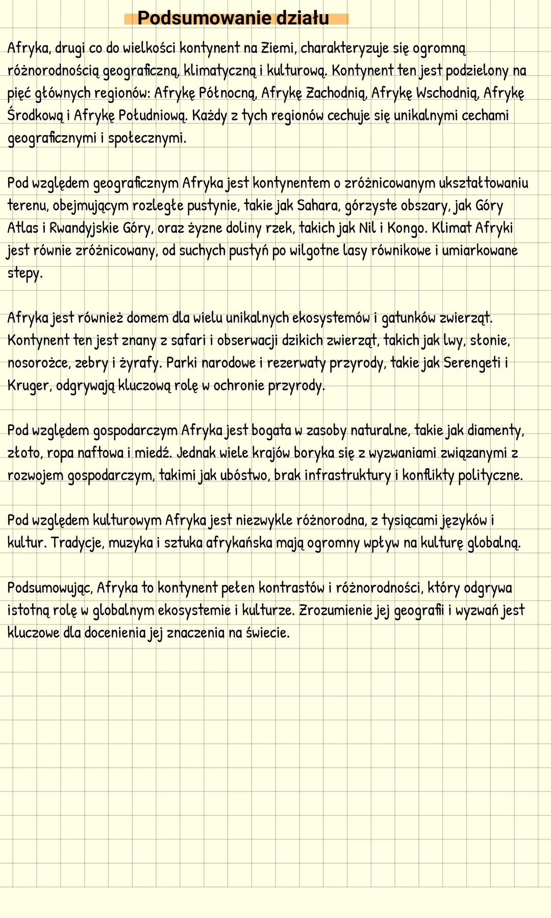 Podsumowanie działu o Afryce