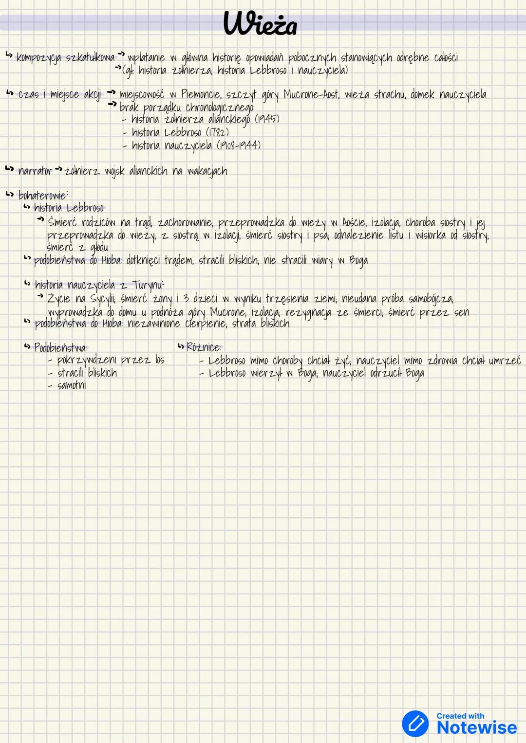 # Wieża
kompozycja szkatułkowa wplatanie w główna historię opowiadań pobocznych stanowiących odrębne cabści
(gł historia żołnierza, histori