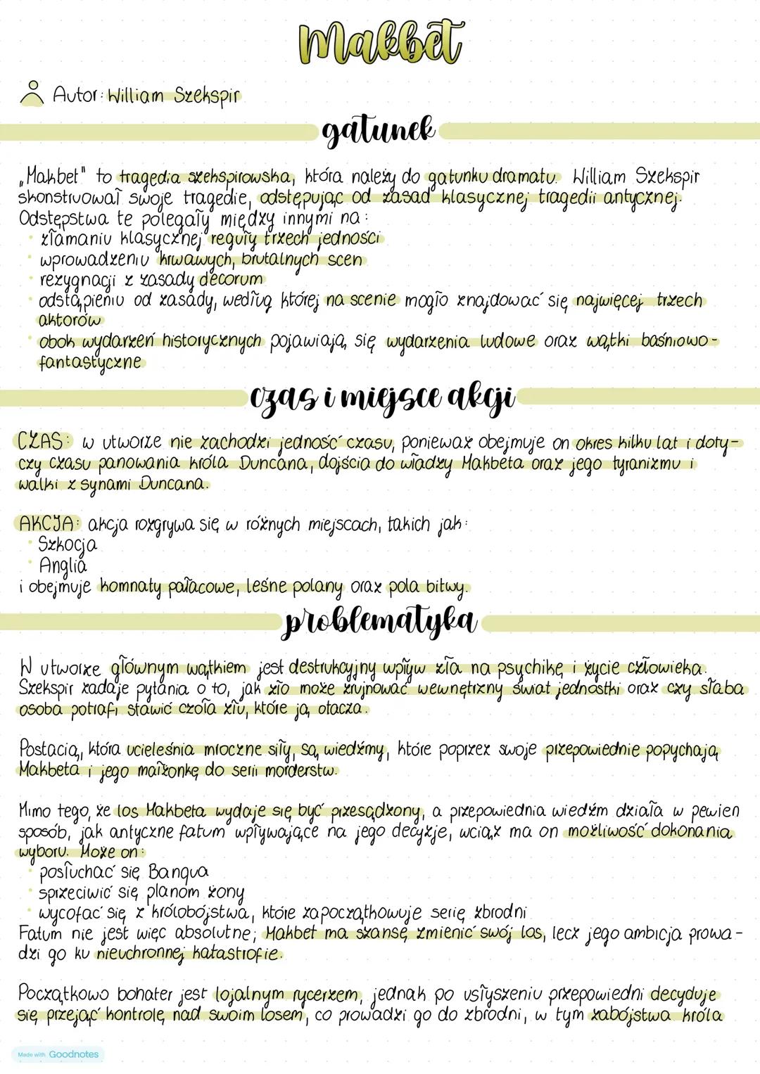 # Makbet
* Autor: William Szekspir
## gatunek
„Makbet” to tragedia szekspirowska, która należy do gatunku dramatu. William Szekspir sko