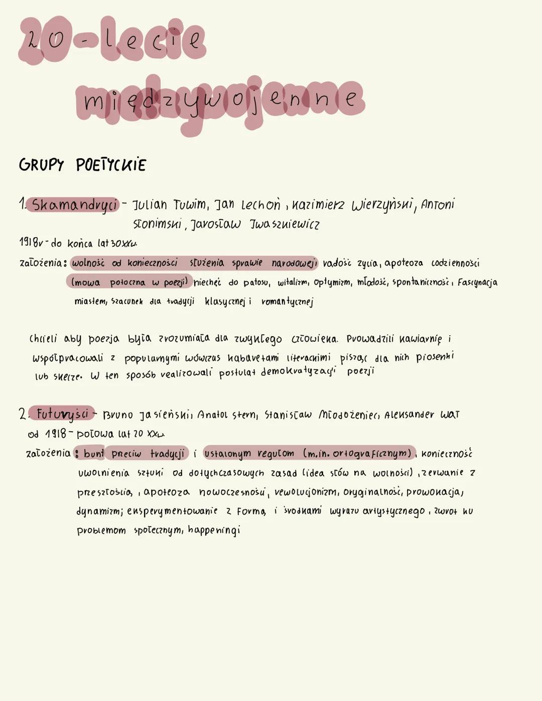 tulip.
小红书
小红书 ID:2654250730 --- OCR Start ---
20-lecie
miedzywojenne
GRUPY POETYCKIE
1. Skamandryci - Julian Tuwim, Jan Lechon, nazimierz