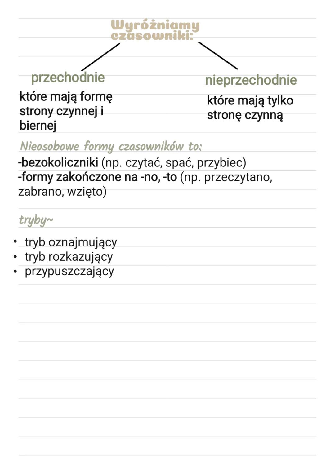 # czasownik
* To część mowy, która nazywa czynności i stany.
* Odmienia się przez osoby, liczby, czasy, rodzaje.
odmiana przez osoby~