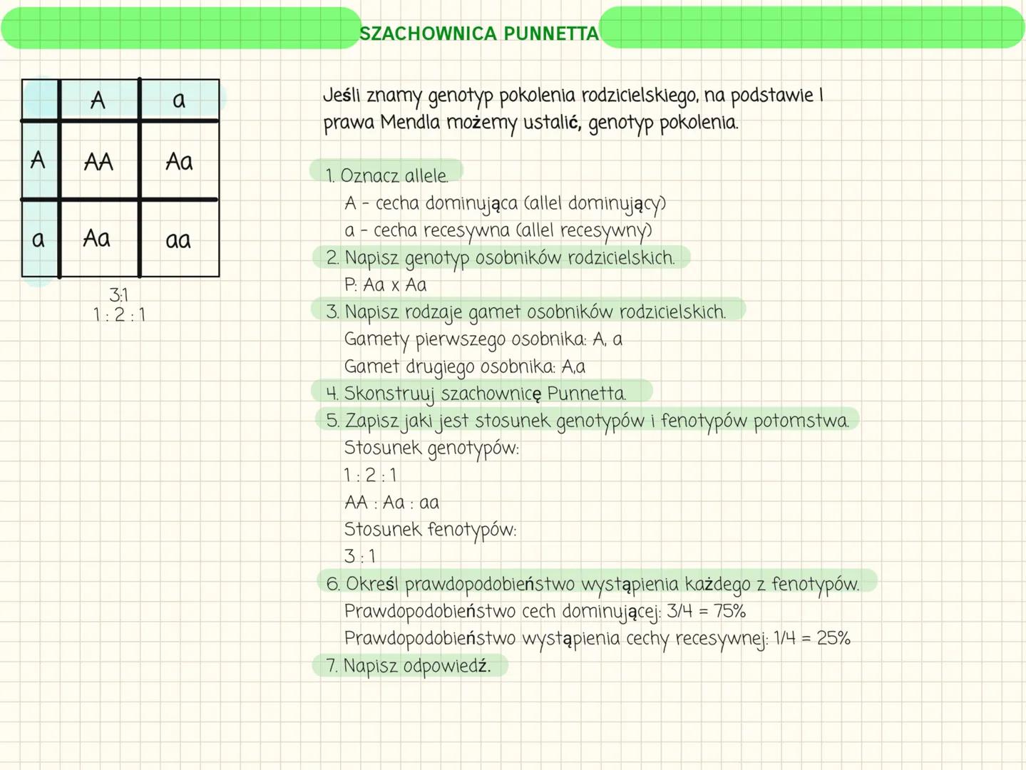 # I PRAWO MENDLA
Fenotyp to widoczne cechy organizmu oraz cechy fizjologiczne i biochemiczne.
Genotyp to zespół wszystkich genów organizmu