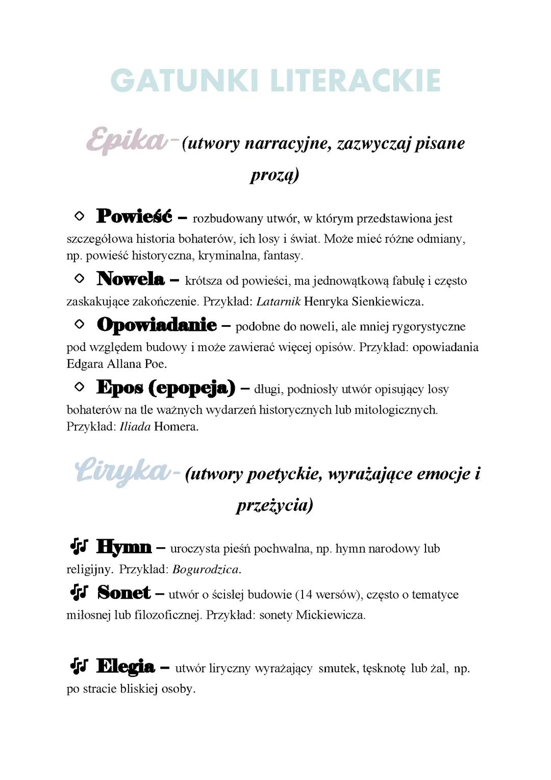 gatunki literackie