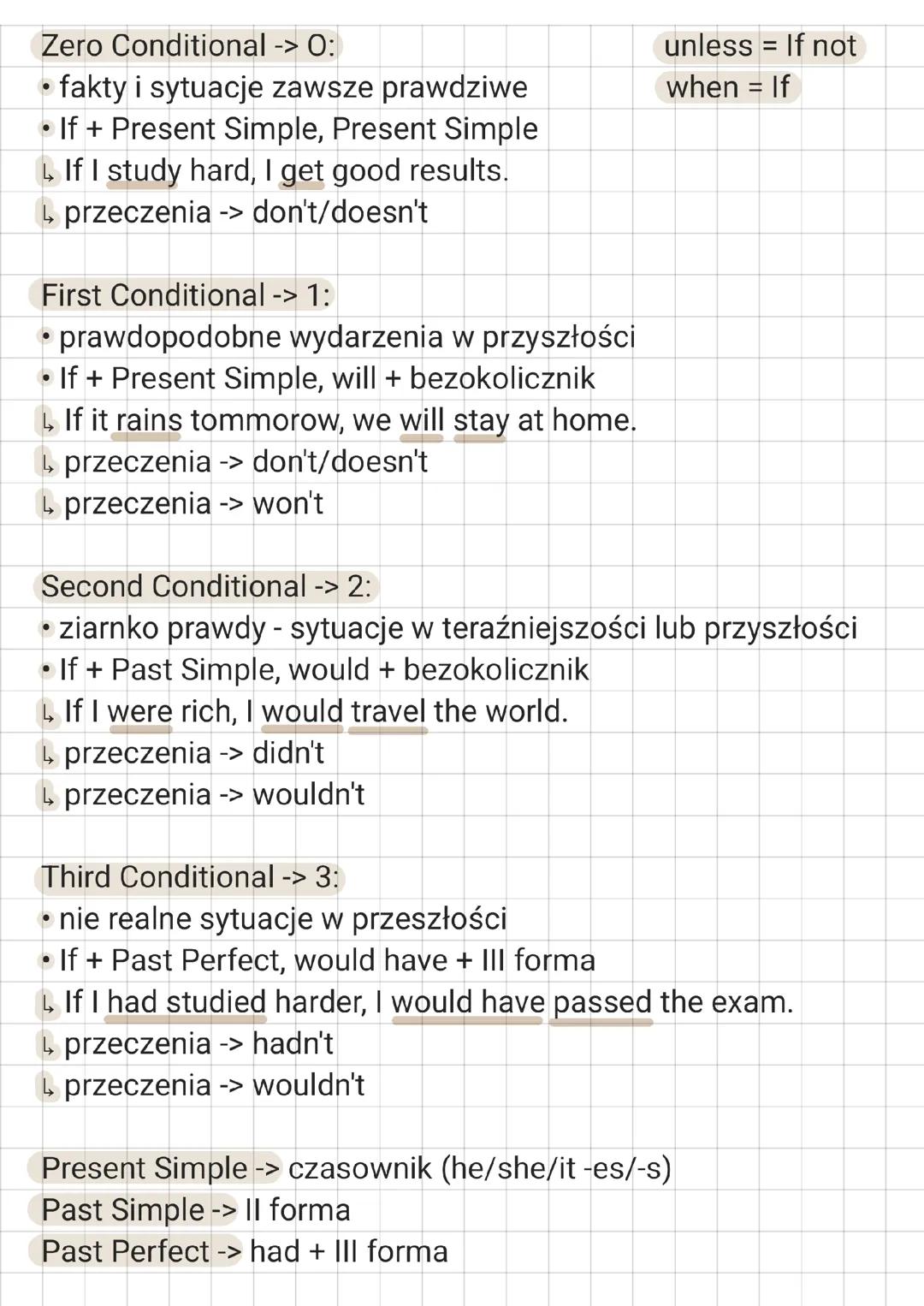 Tryby warunkowe ->angielski