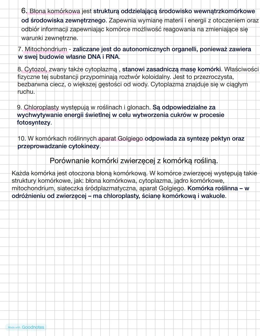 # Budowa i cechy komórki zwierzęcej
1. Budowa jądra komórkowego: Jądro komórkowe zawiera DNA, w którym jest zapisana
informacja o budowie c