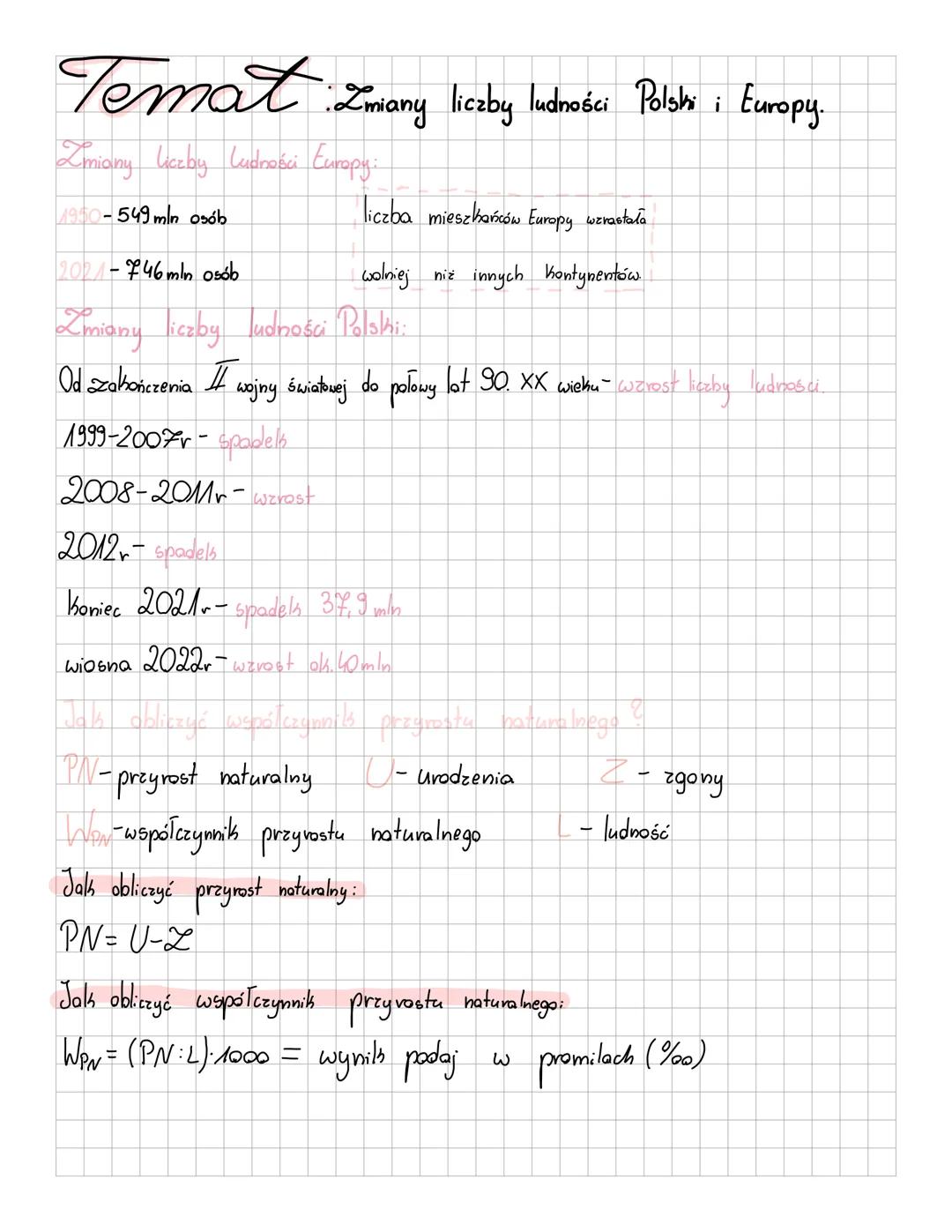 # Temat: Zmiany liczby ludności Polski i Europy.
Zmiany liczby Ludności Europy:
90-549 min osób
liczba mieszkańców Europy wzrastala
202-
