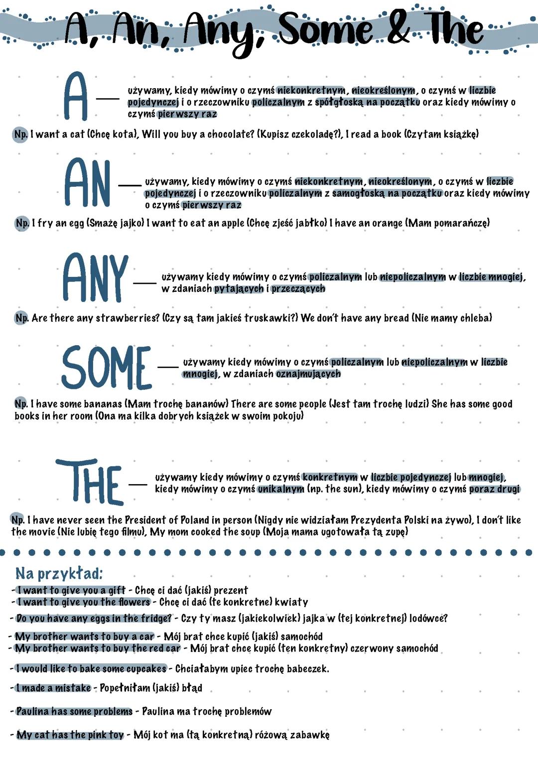 A, an, any, some i the - angielski