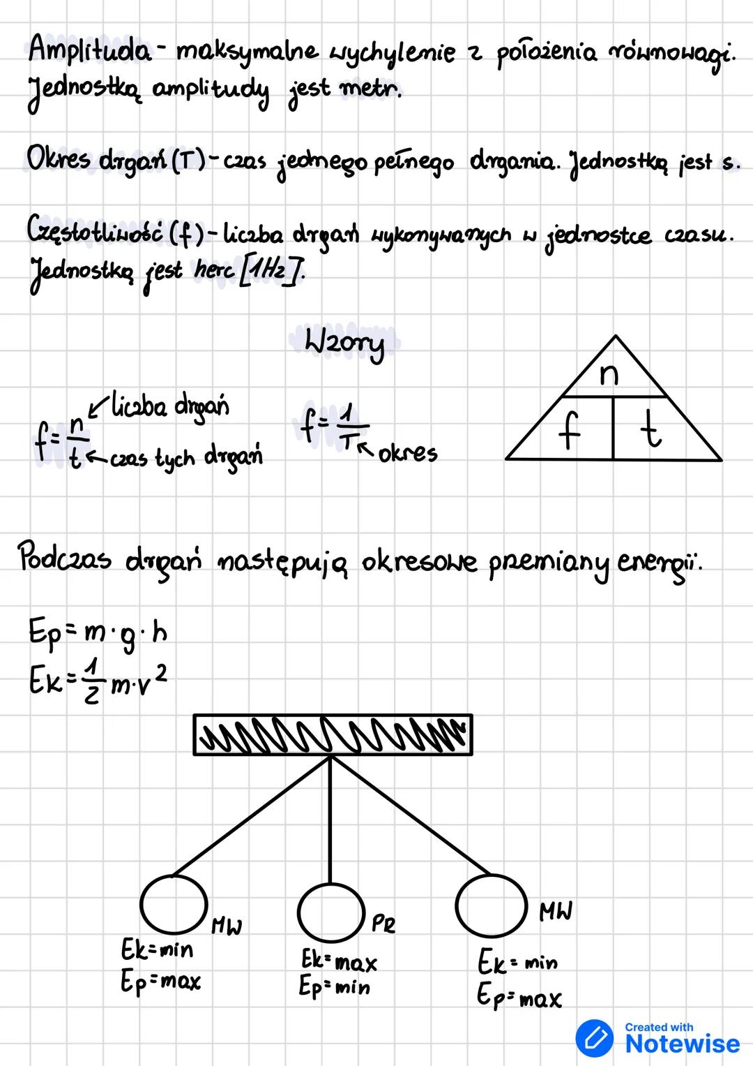 --- OCR Start ---
Fizyka - drgania
Ruch drgający - ruch, w którym ciało porusza się tam i spowrotem po
tym samym tone i w takich samych odst