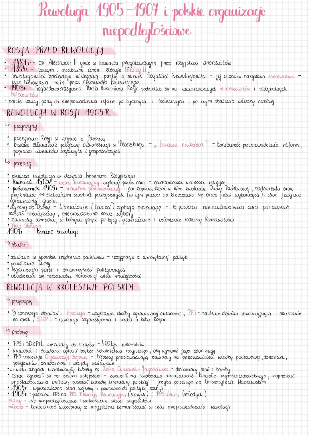 Rewolucja w Rosji i Królestwie Polskim 1905-1907 i polskie organizacje niepodległościowe