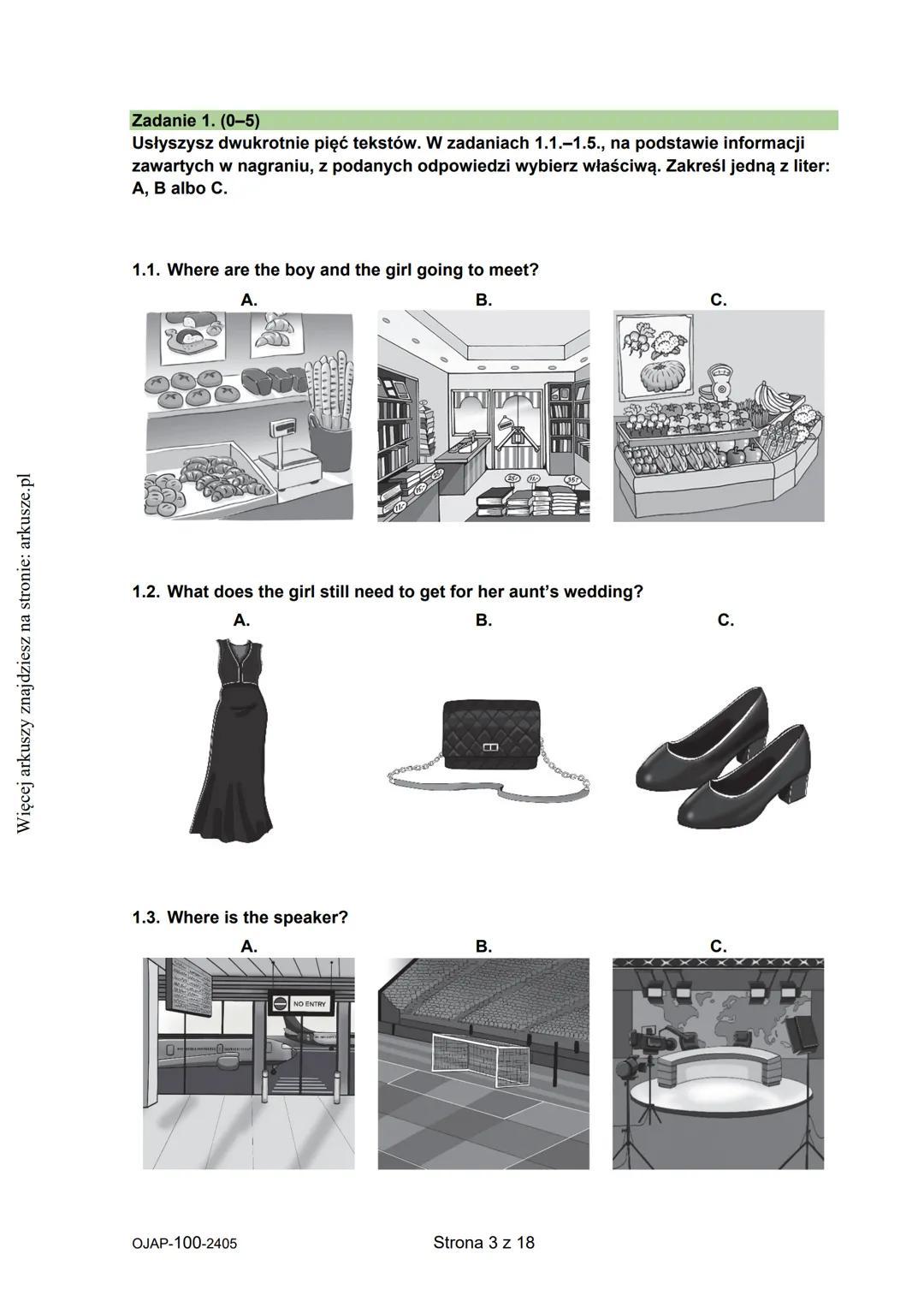 --- OCR Start ---
Więcej arkuszy znajdziesz na stronie: arkusze.pl
CENTRALNA
KOMISJA
EGZAMINACYJNA
KOD UCZNIA
WYPEŁNIA UCZEŃ
PESEL
Arkusz za