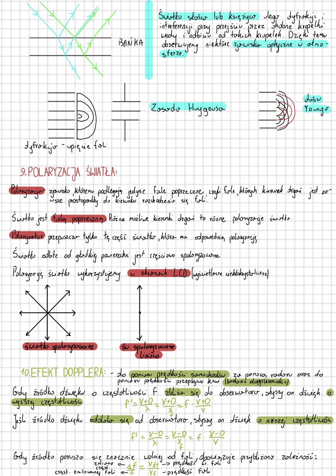 # Zjawiska falove
1. POWIERZCHNE FALOWE ODBICIE FALI:
Promień fali - Linia prostopadła do grzbietów i dolin fal, która wskazuje kierunek r