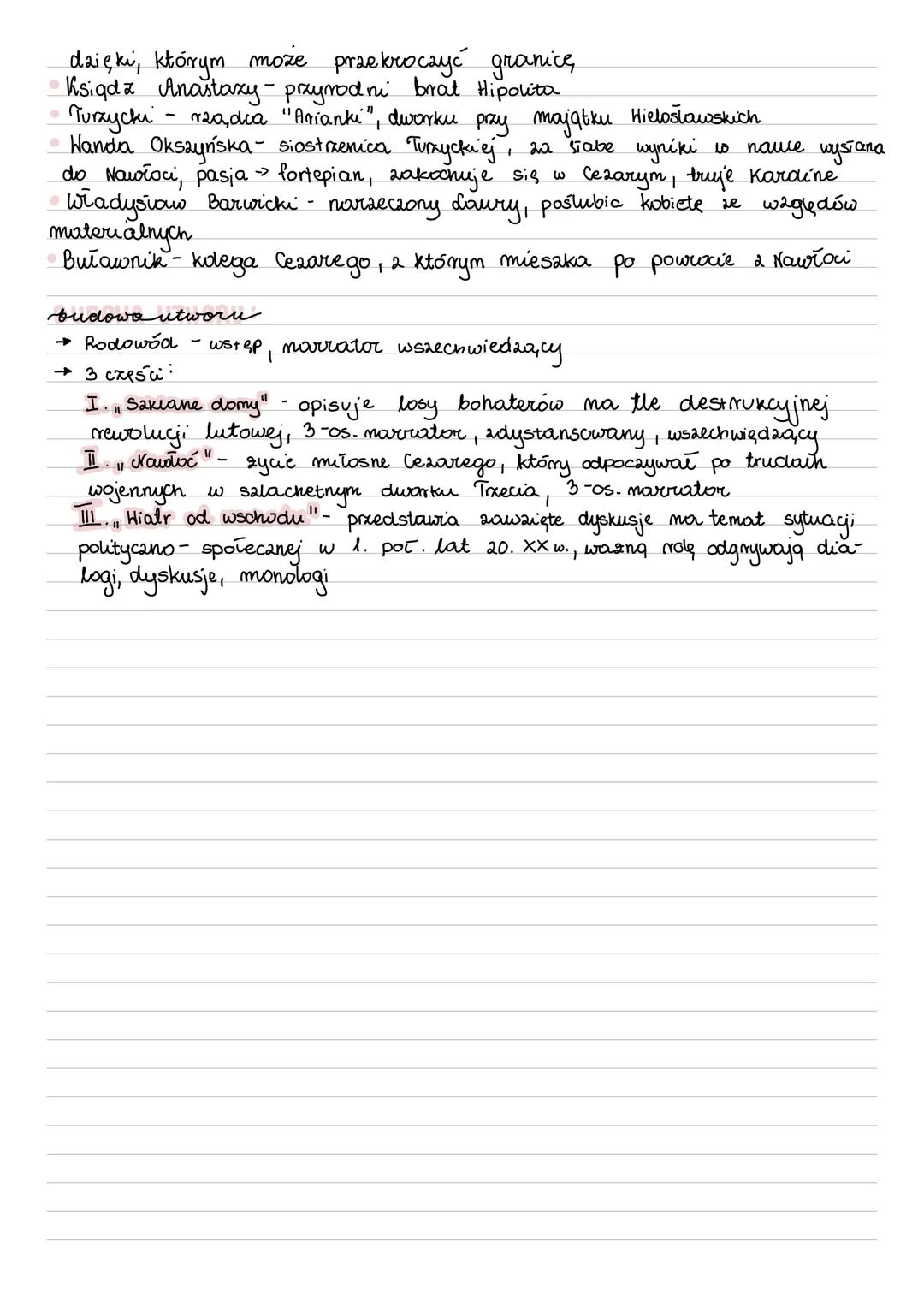 przedwiośnie
autor: Stefan Zeromski
czas i miejsce akcji: 1900-1925,
I część: 1914 (wybuch I wś.) do 1918, w Baku w zatoce Półwyspu Apszero