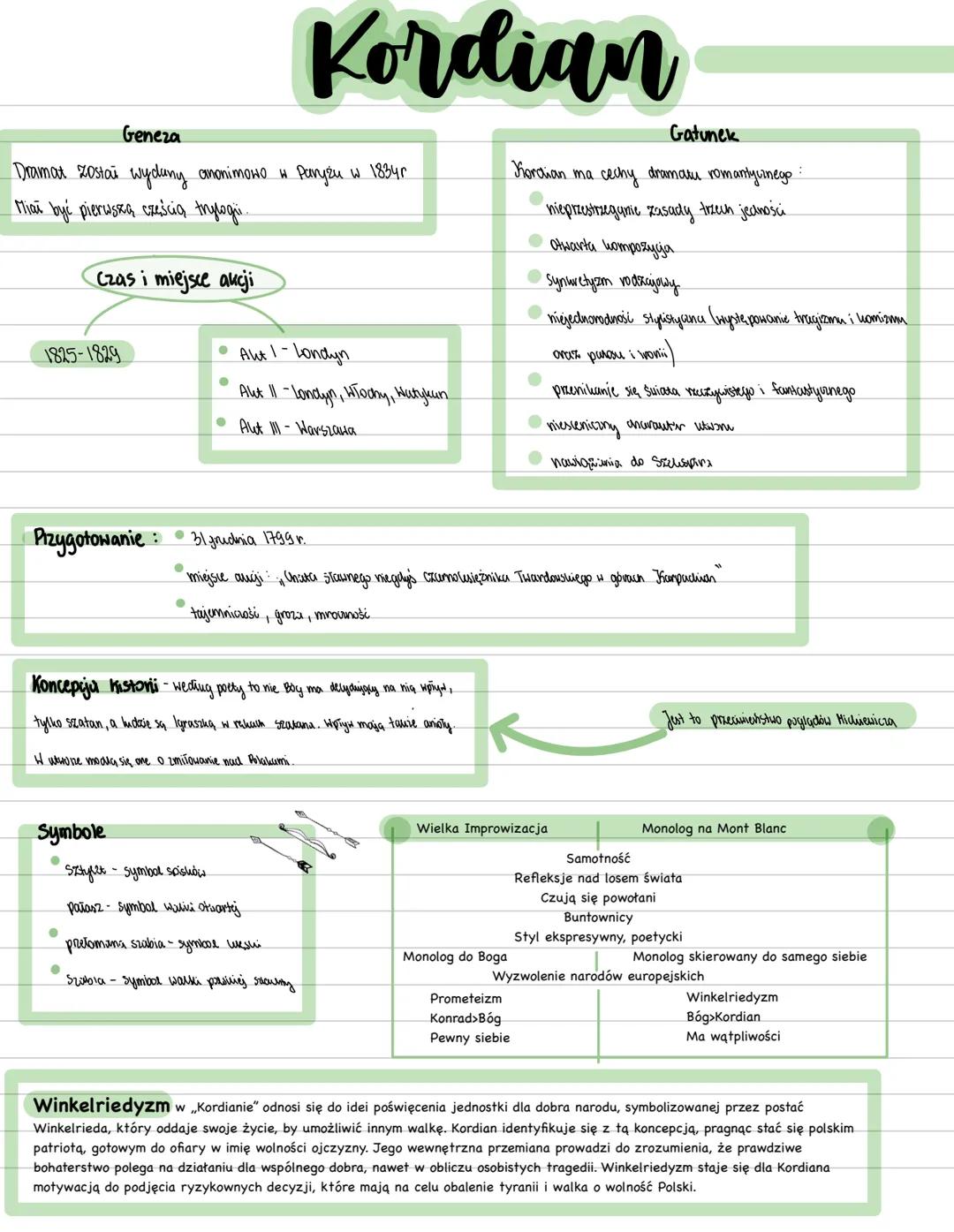 --- OCR Start ---
Geneza
Kordian
Dramat został wydany anonimowo w Paryżu w 1834r
Miał być pierwszą częścią trylogi.
Czas i miejsce akcji
182