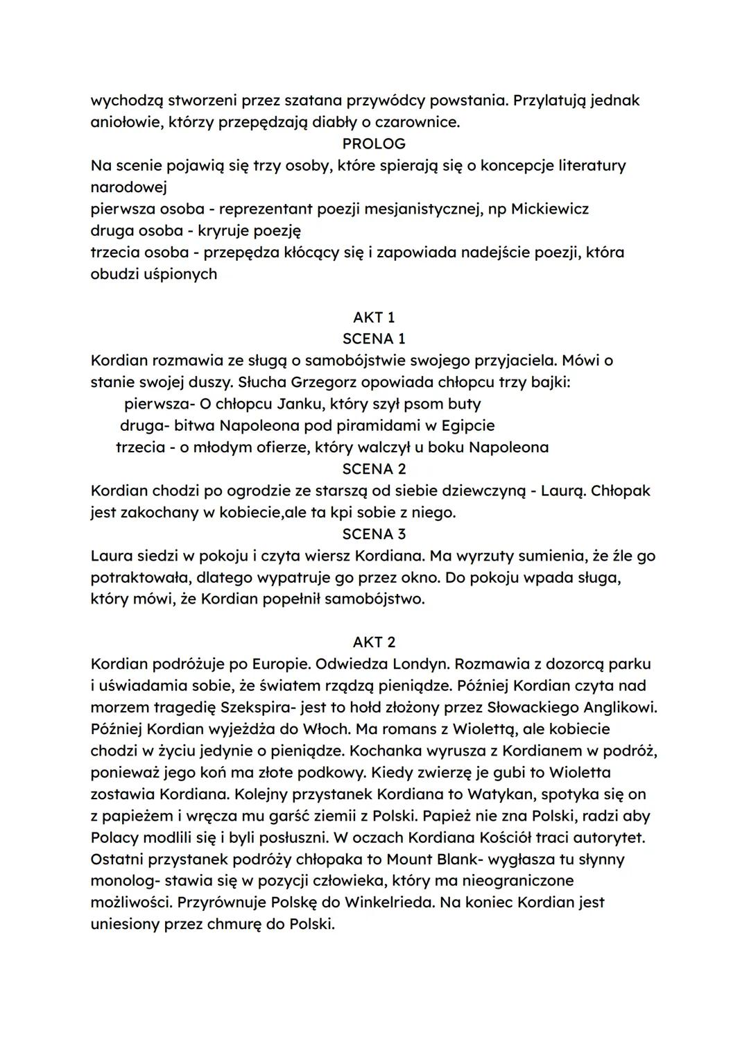 Kordian
Geneza: dramat anonimowy wydany w Paryżu w 1834 roku kropka miał być
częścią trylogii pod tytułem spisek koronacyjny, ale utwór nie
