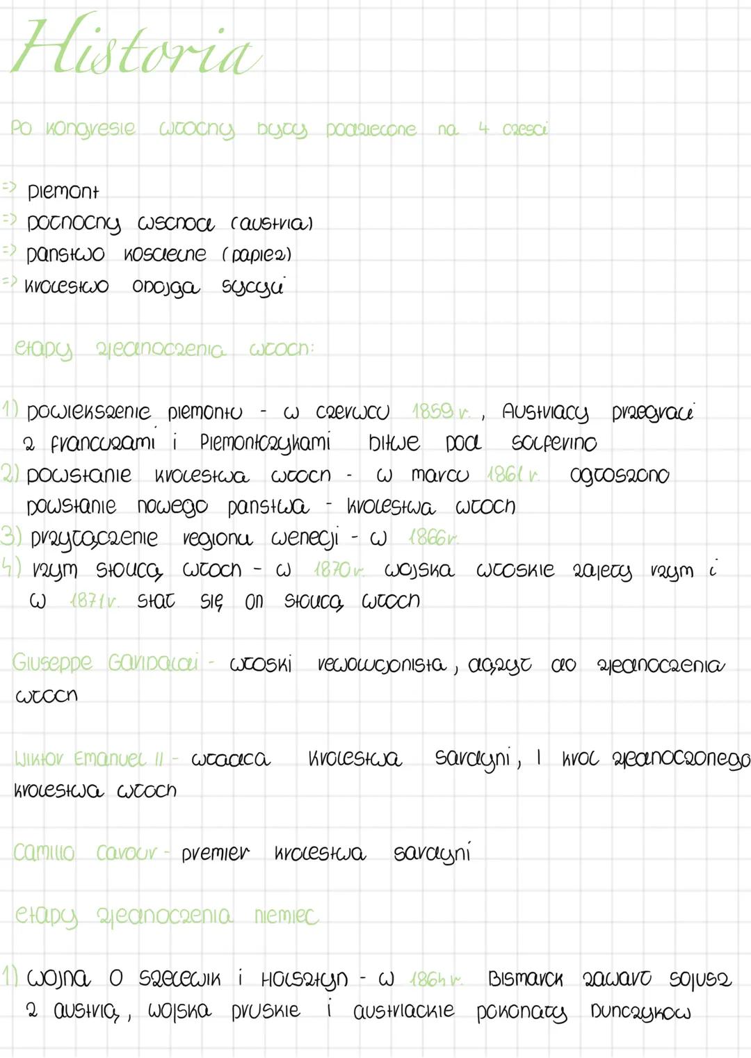 # Historia
Po kongresie woocny bycy pocasiecone na 4 cresci
> piemont
> pornocny wscnoce (austria)
> panstwo Koscielne (papie2)
> KVOLESIW