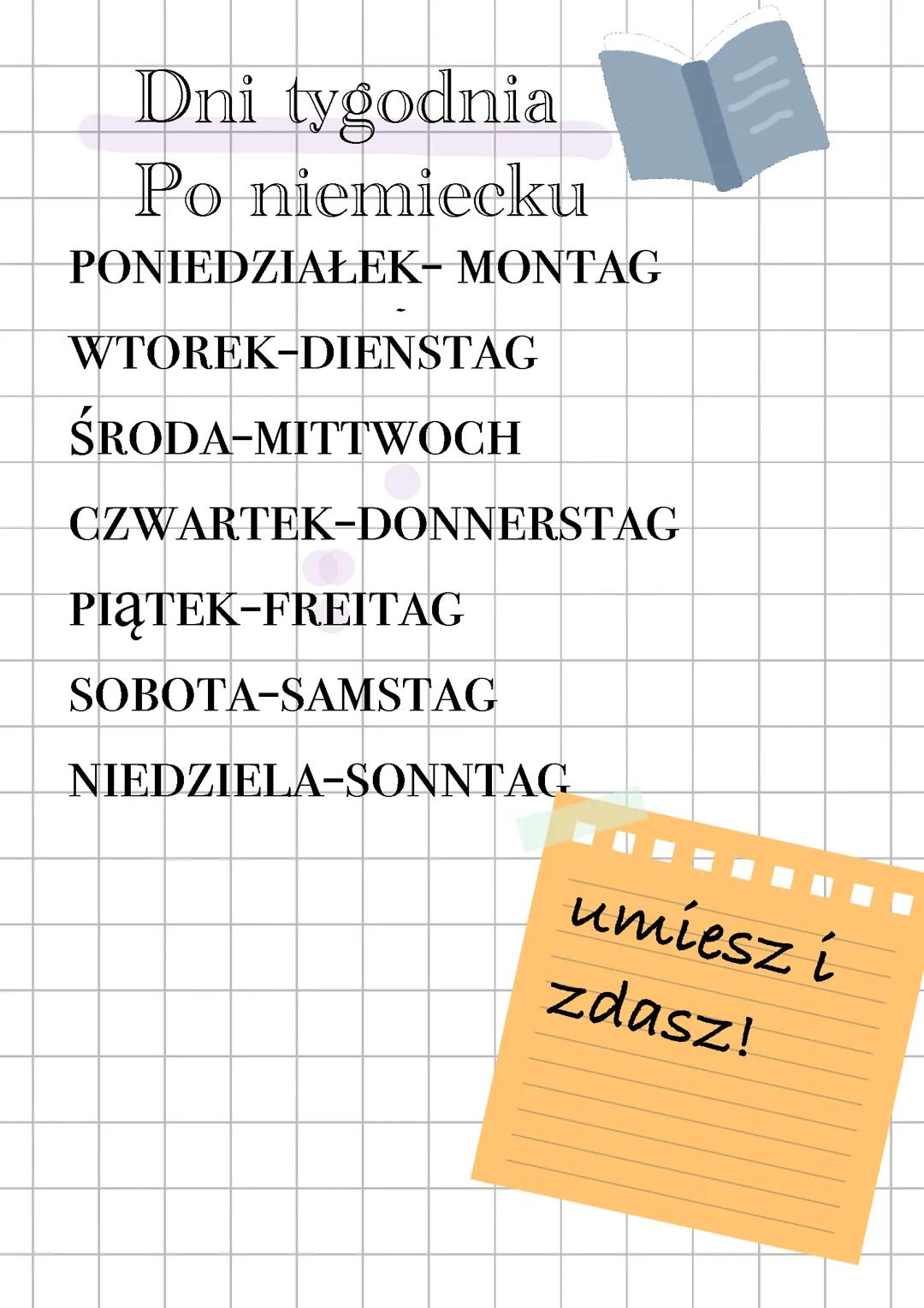Dni tygodnia po niemiecku - Naucz się łatwo