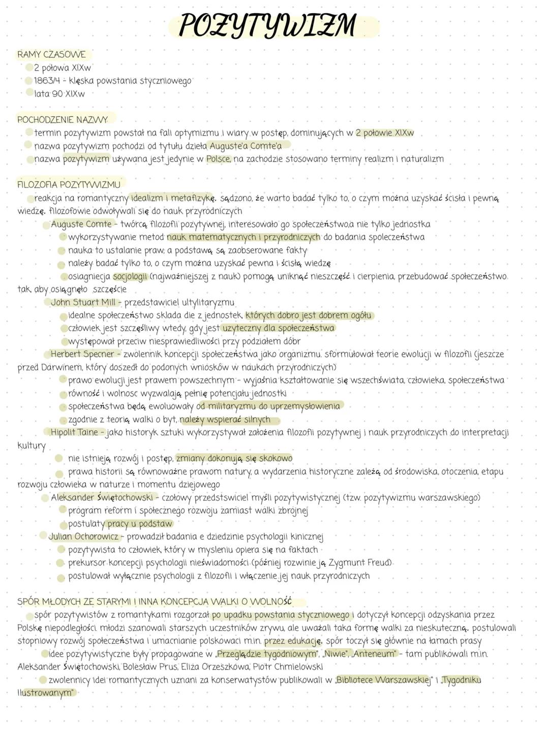 # POZYTYWIZM
RAMY CZASOWE
* 2 połowa XIXw
* 1863/4 - klęska powstania styczniowego
* lata 90 XIXW
POCHODZENIE NAZWY
termin pozytywiz