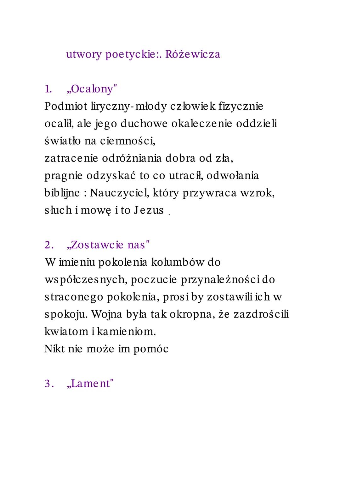 Kartoteka →
Tadeusz Różewicz: 1921 rok pokolenie
kolumbów, walczył w AK,
Twórczość: tomik poezji: „Niepokój" 1947
Różewicz nadał nowy kszt