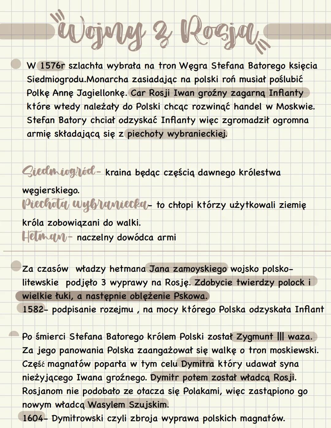 # Wojny & Rosja
W 1576r szlachta wybrała na tron Węgra Stefana Batorego księcia
Siedmiogrodu.Monarcha zasiadając na polski roń musiał poślu