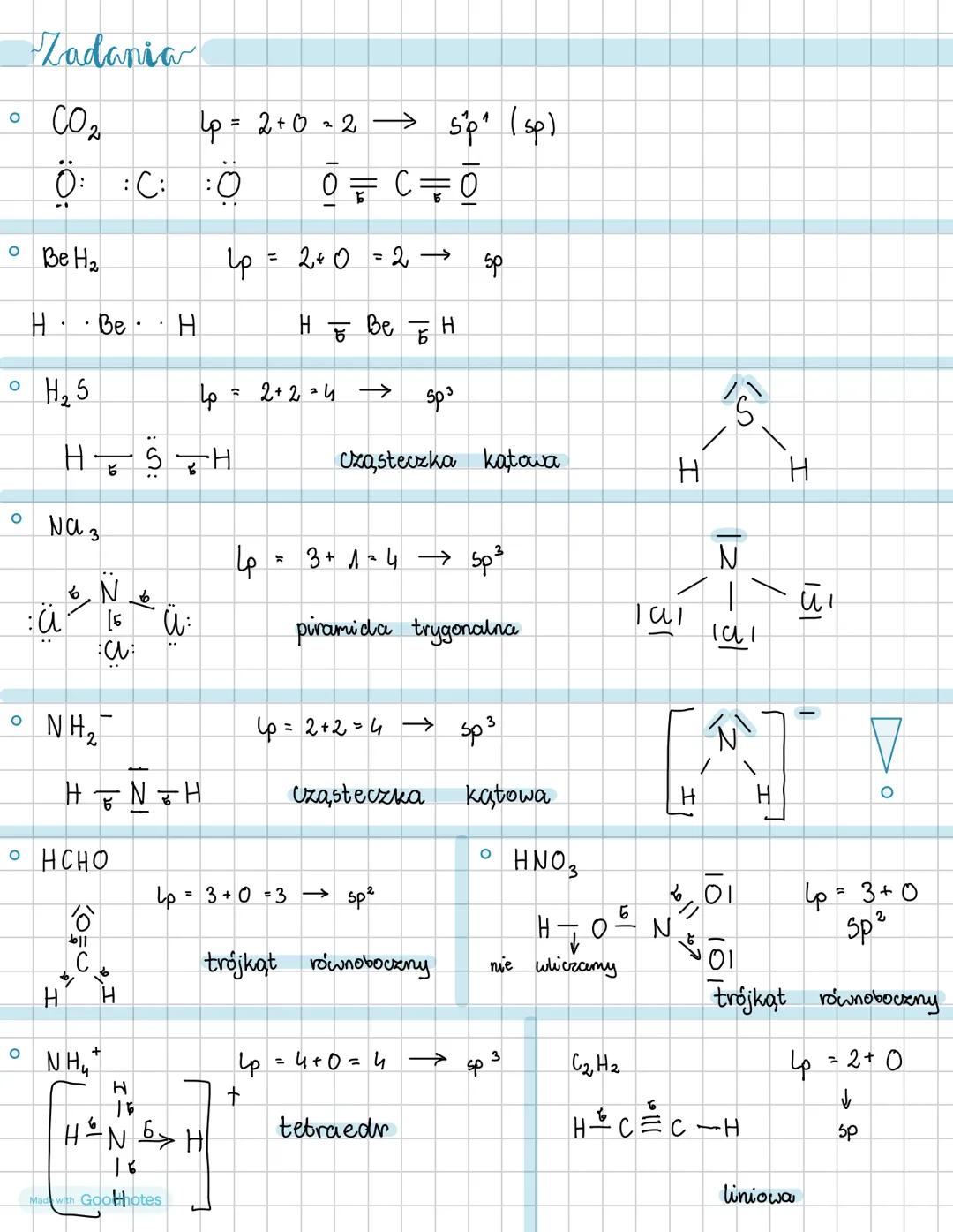 # Hybrydyzacja
⚫ to operacja matematyczna umożliwiająca wyjaśnienie kształtu cząsteczek wieloatomowych i
"wymieszanie orbitali atomowych."
