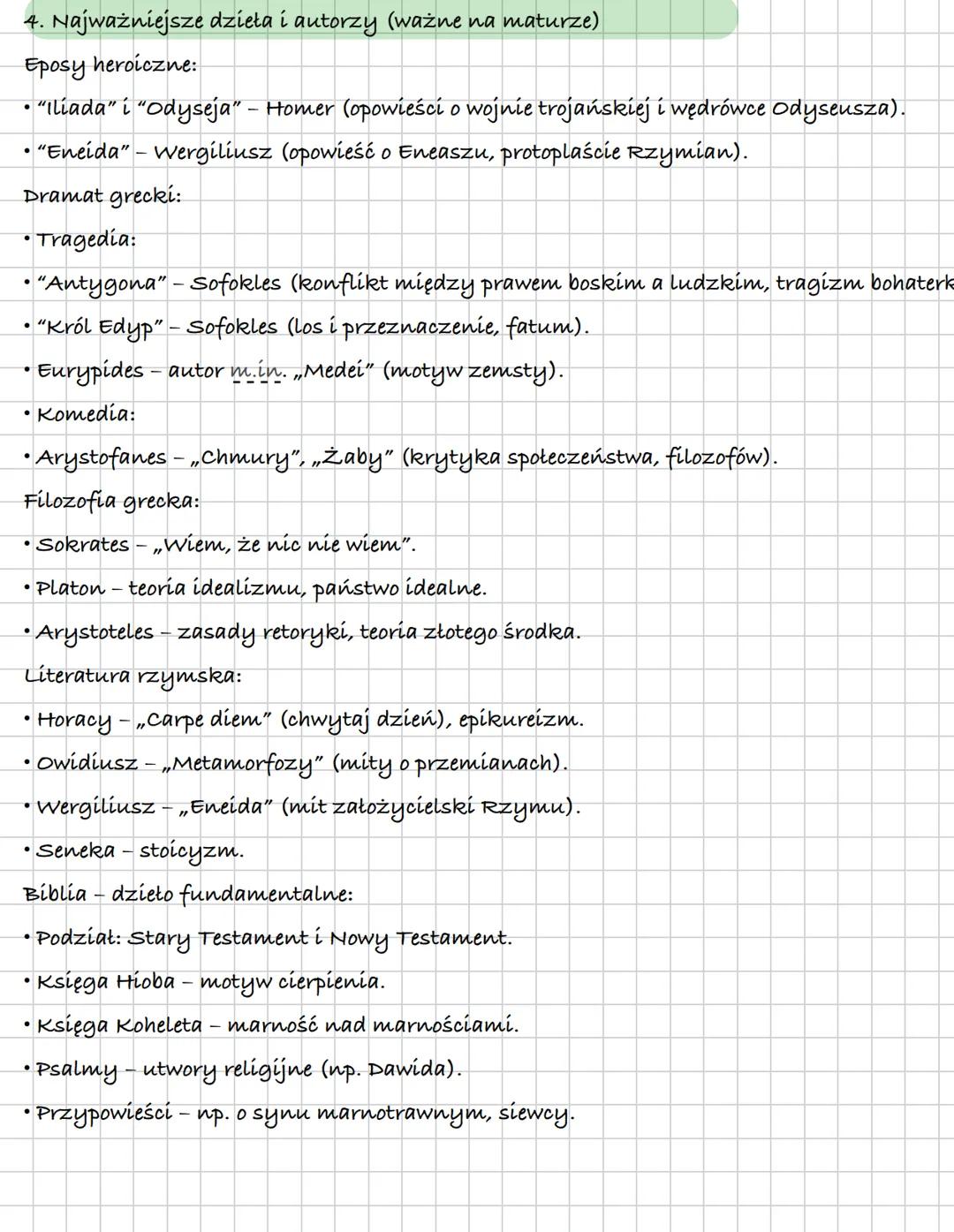 J.polski- matura # Starożytność
1. Nazwa epoki i jej pochodzenie
* Starożytność nazwa pochodzi od łacińskiego słowa antiquus, co oznacza