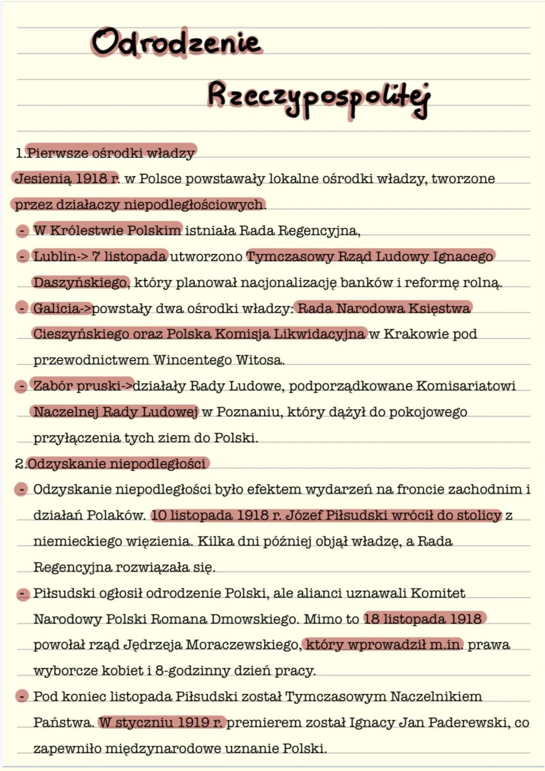 --- OCR Start ---
Odrodzenie
Rzeczypospolitej
1.Pierwsze ośrodki władzy
Jesienią, 1918 r. w Polsce powstawały lokalne ośrodki władzy, tworzo