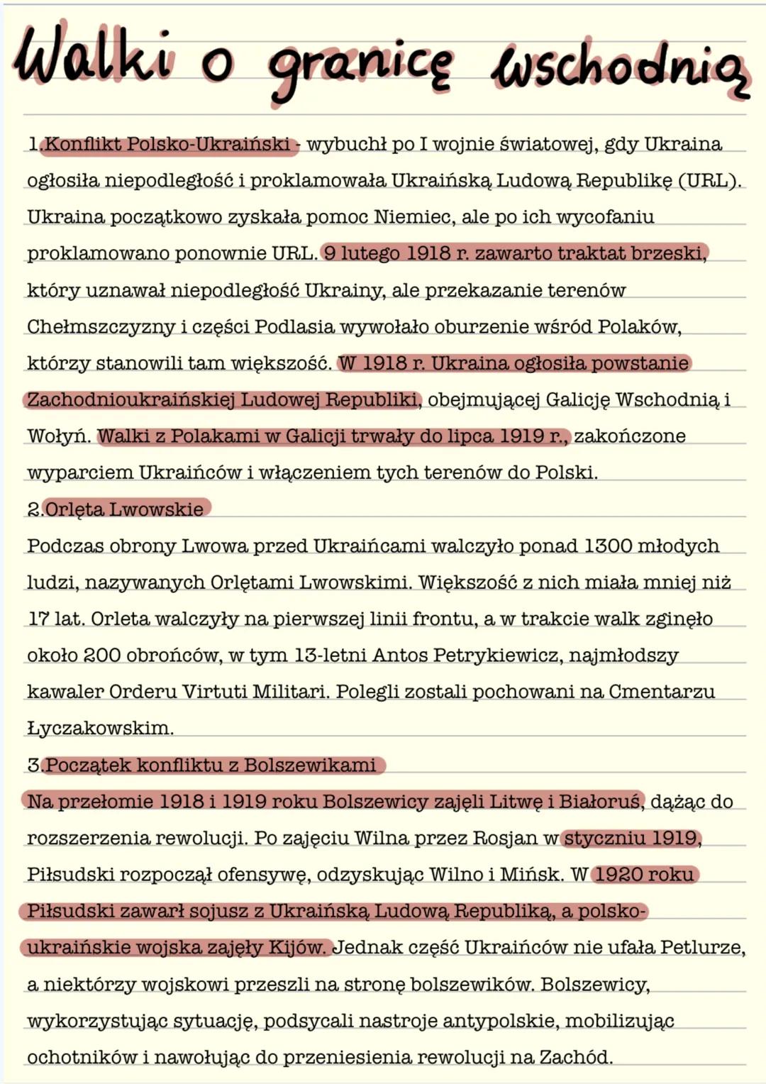 # Walki o granicę wschodnią
1. Konflikt Polsko-Ukraiński wybuchł po I wojnie światowej, gdy Ukraina
ogłosiła niepodległość i proklamowała U