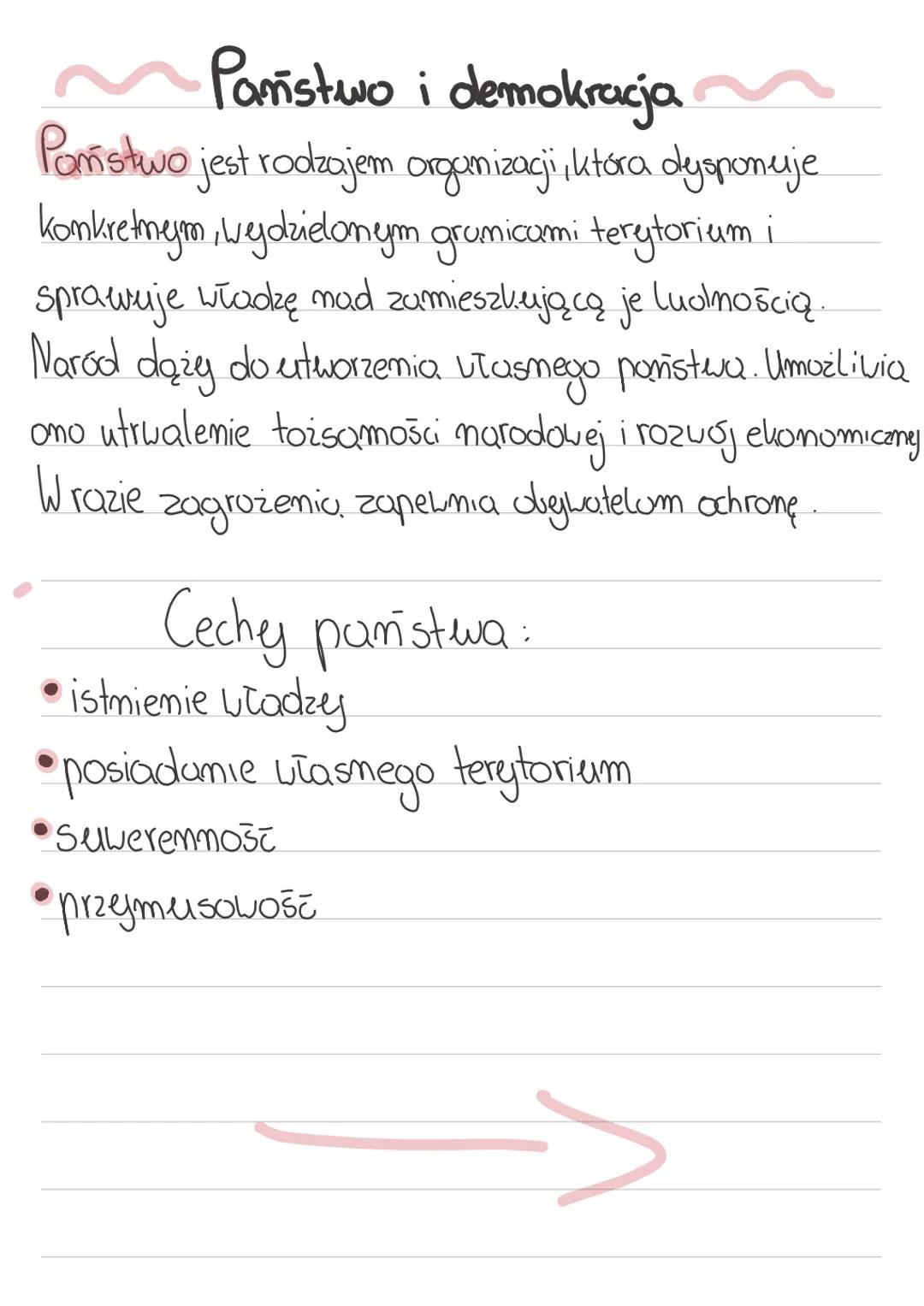 # Państwo i demokracja
Państwo jest rodzajem organizacji, która dysponuje.
konkretnym, wejdzielonym grumicami terytorium i
sprawuje władzę n