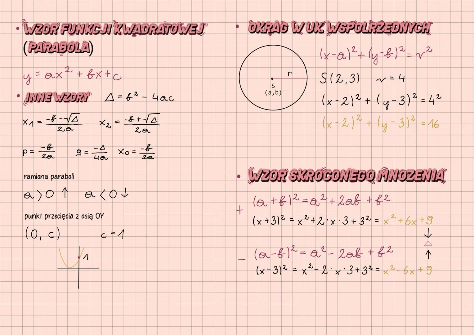یر
# GEOMETRIA ANALITYCZNA
• KIERUNKOWA PROSTA
$y = ax + b$
пр. у= 2x + 1
• PROSTA OGÓLNA
$Ax+By+C=0$
$A+B\neq 0$
пр. 3x+y-1=0
• ŚRO